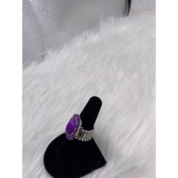 Paparazzi Jewelry Colorfully Rustic Purple Stretch Ring For Women - Picture 3 of 7